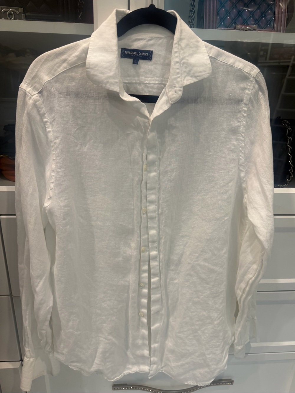 White Linen Casual Button-Down Shirt